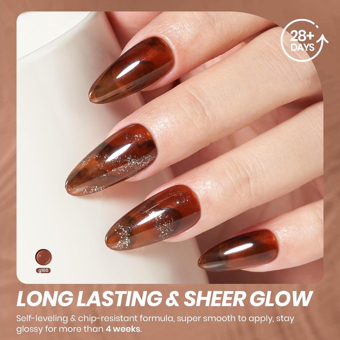 Beetles Brown Gel Nail Polish - 15ML Mocha Brown Jelly Natural Fall Gel Polish Nail Concealer Sheer Translucent Effect Soak Off UV Mocha Mist Collection French Nail Art Manicure Gift for Women-Velvo Beauty