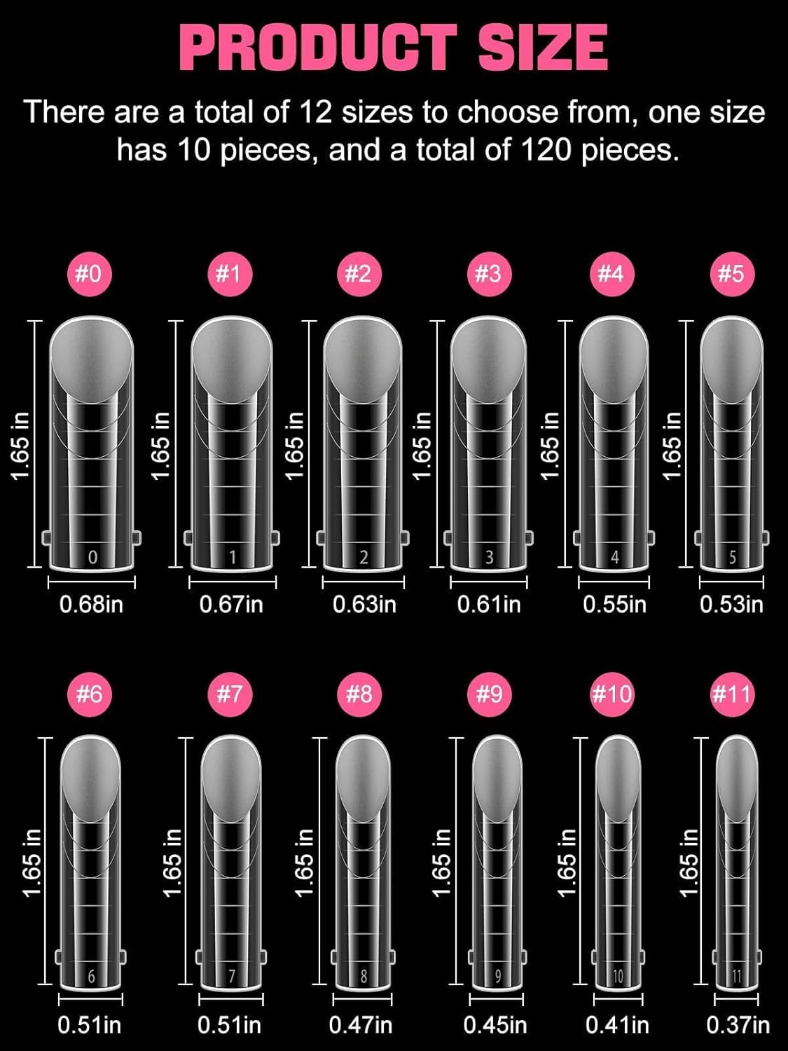 EBANKU 120Pcs Matte Dual Nail Forms, Clear Poly Gel Nail Molds Square Full Cover Coffin Nail Tips Extension Forms 12 Sizes for Gel Manicure Nail Art Design Salon&DIY-Velvo Beauty