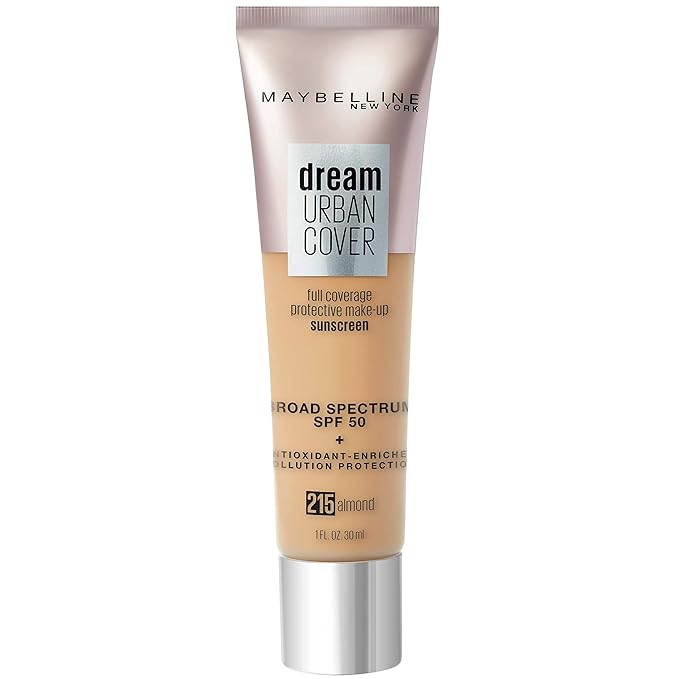 Maybelline Dream Urban Cover Flawless Coverage Foundation Makeup, SPF 50, Almond-Velvo Beauty