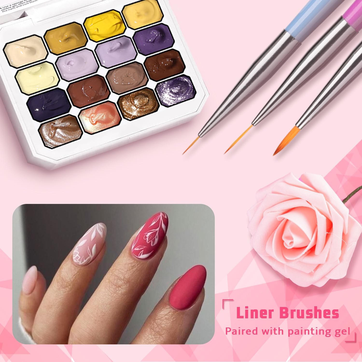 Sponge Pat Paint Nail Gel, Ombre Nails Gradient Gel Nail Blush Blooming Aura Nails Drawing Stripper Floral Painting DIY Nail Art, No Wipe, UV/LED Curing (16 Colors K)-Velvo Beauty