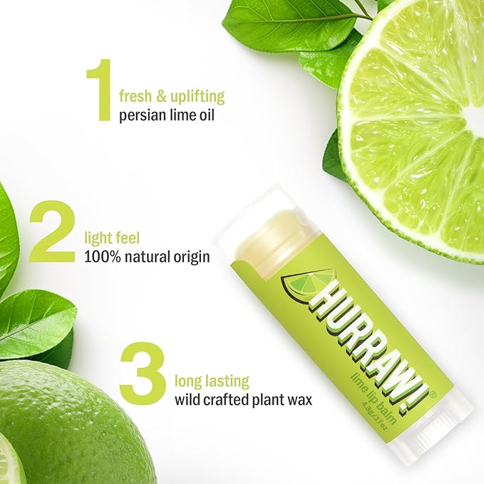 Hurraw! Lime Lip Balm, 3 Pack: Organic, Certified Vegan, Cruelty and Gluten Free. Non-GMO, 100% Natural Ingredients. Bee, Shea, Soy and Palm Free. Made in USA-Velvo Beauty