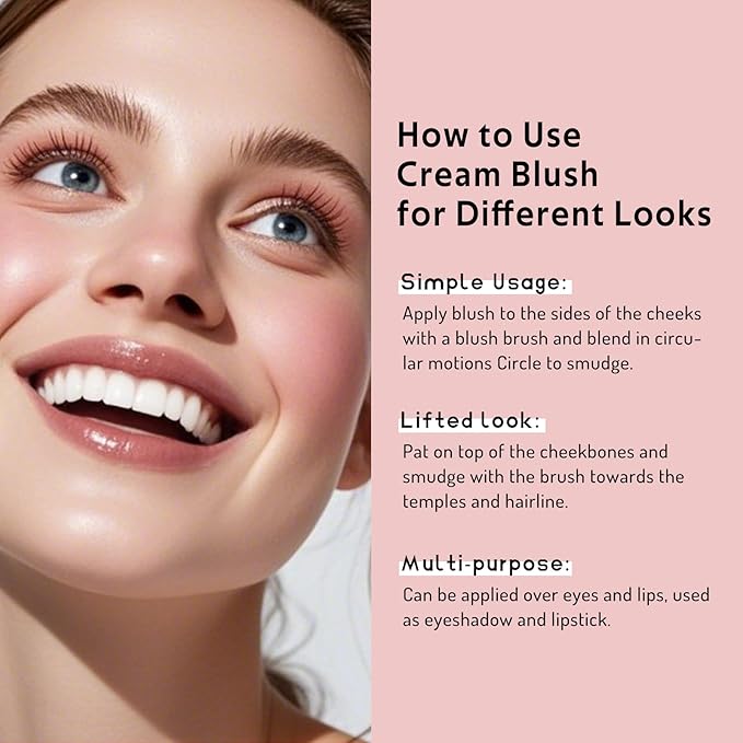 Multi Cream Blush & Blush Brush Set, Korean Makeup Blush for Cheeks, Multi-Use Face Balm, Lightweight & Hydrating, Blendable Color, Non-Greasy, Soft Bristles for Radiant Finish (Nude Gardenia)-Velvo Beauty