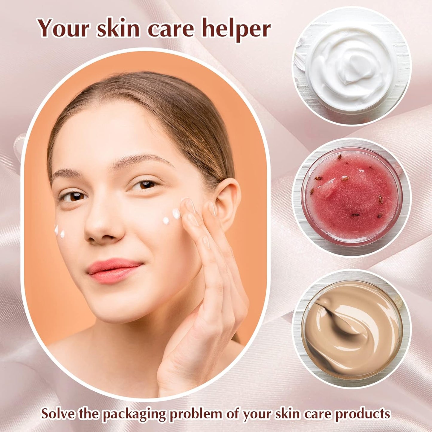 SATINIOR 100 Pcs Plastic Jars with Lids Small Containers Lids Wide Mouth Small Plastic Containers for Lotion Cream Rhinestones Body Butters Travel Storage (2 oz,White)-Velvo Beauty