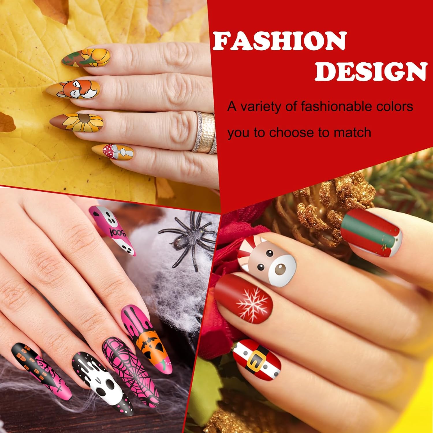 Whaline 6Pcs Fall Halloween Christmas Nail Plates Stamping Set Pumpkin Ghost Snowman Stamp Templates Nail Art Plates for DIY Print Manicure Salon Design-Velvo Beauty