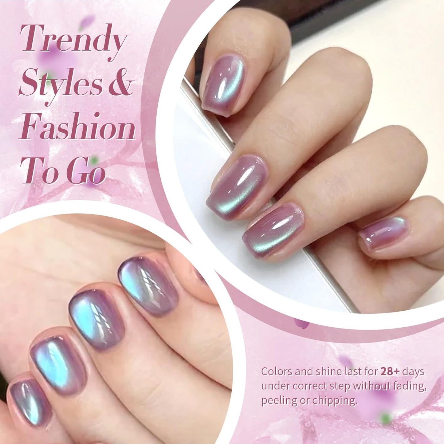 BORN PRETTY Cat Magnetic Eye Gel Nail Polish,Hyacinth Purple Jelly Glass Magnetic Gel Polish,Glitter Soak Off Nail Art Salon Manicure Home Gift 15ml-Velvo Beauty