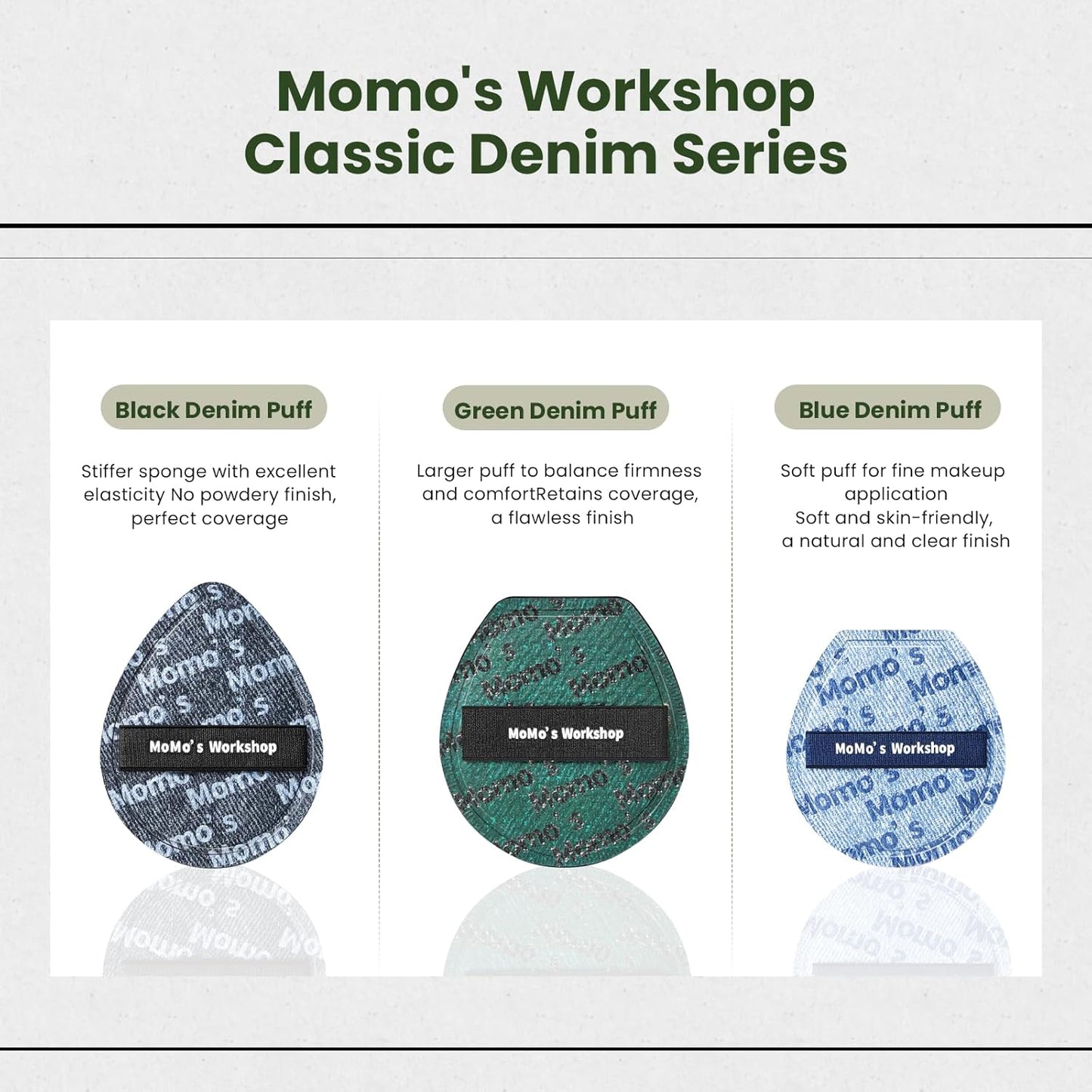 Momo's Workshop Makeup Sponge for Foundation, Soft Makeup Blending Puff Reusable, Foundation Puff for Natural Finish & Long-lasting 1PCS Blue-Velvo Beauty