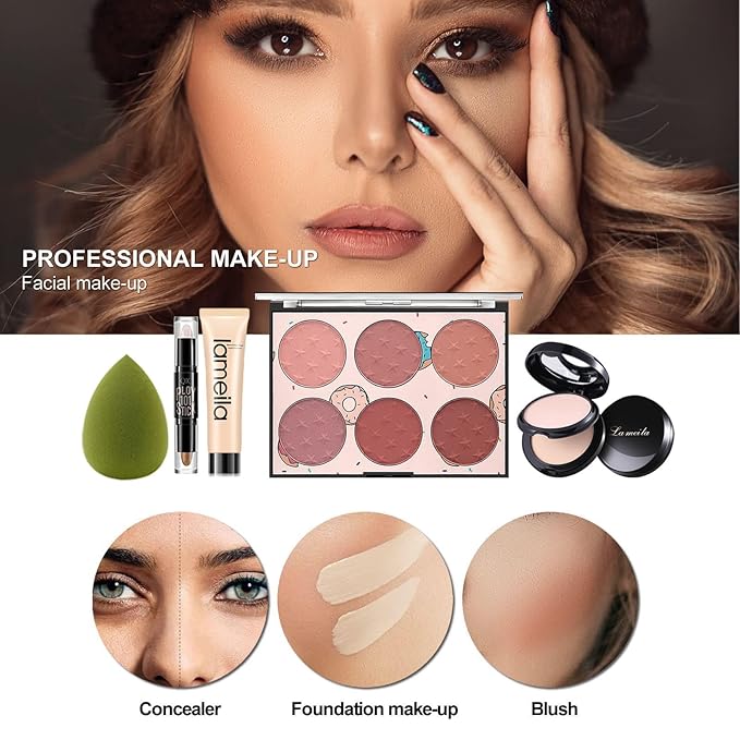 M All In One Makeup Kit, Makeup Kit for Women Full Kit,Multipurpose Women's Cosmetics Set,Beginners and Professionals Alike,Easy to Carry(DLS-Black)-Velvo Beauty