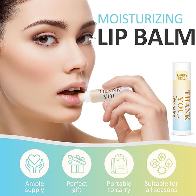 DMSKY Appreciation Gifts 60 Pcs Lip Balm Bulk, Staff Appreciation Gifts Bulk Thank You Gifts Bulk for Coworkers Teacher Worker Employee Leaving Farewell Gifts-Velvo Beauty