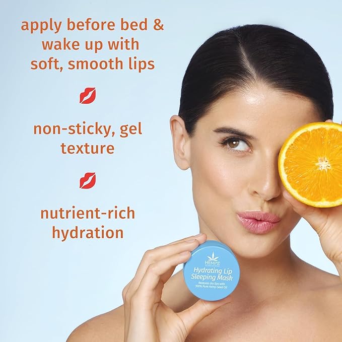 Hempz Hydrating Lip Sleeping Mask - Triple Moisture Fresh Citrus (.70 Oz.) | Overnight Hydrating Lip Balm with Triple Moisture SPF 15 Lip Balm, Ultra Hydrating Lip Care for Men or Women, .44 oz.-Velvo Beauty