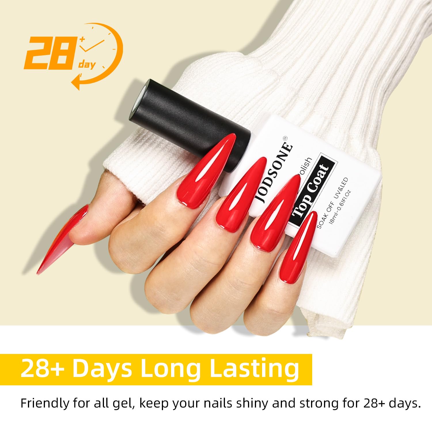 JODSONE 18ml Top Coat Gel Polish No Wipe High Gloss Shine Finish Long Lasting Gel Nail Polish Professional Manicure for Home DIY and Nail Salon-Velvo Beauty