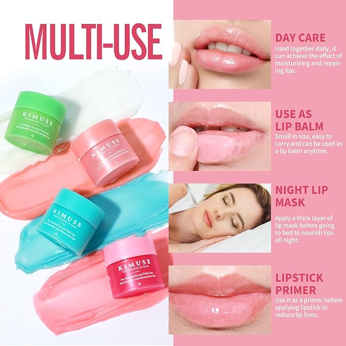 KIMUSE Lip Sleeping Mask Set - Overnight Treatment Lip Care Products | Moisturize & Nourish, Cracked Dry Lips, Intense Hydration with Shea Butter (SET)-Velvo Beauty