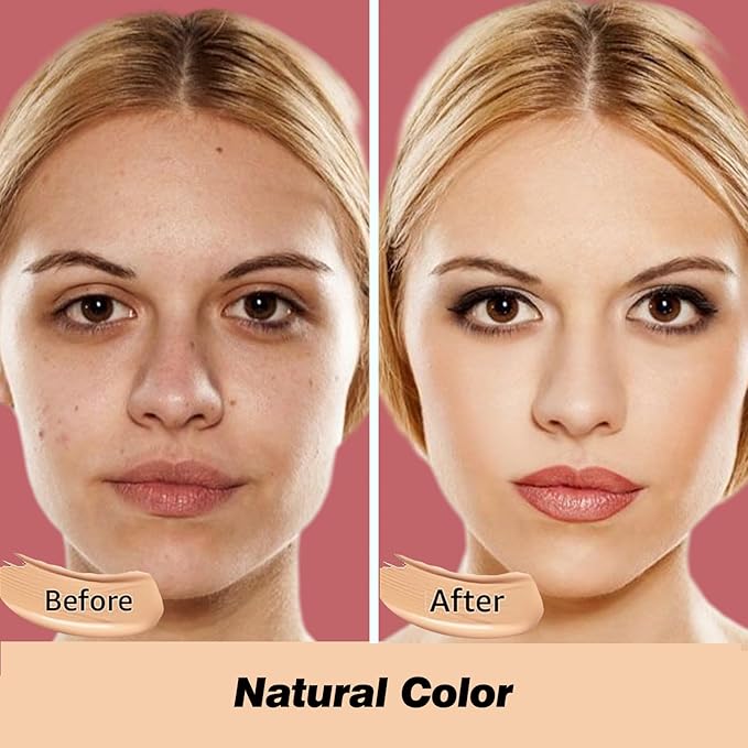 CC Cream Foundation Mushroom Head Air Cushion Face Makeup Moisturizing Concealer Waterproof Oil Control Long-Lasting Nude Makeup Even Skin Tone for All Skin Types (Nature)-Velvo Beauty