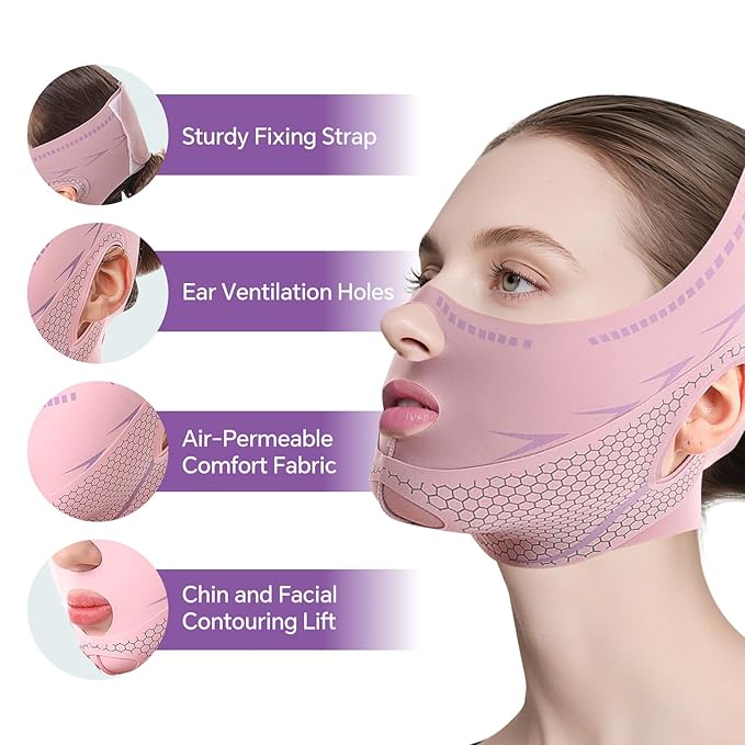 V Line Lifting Mask Chin Strap for Sleeping, V Line Mask, Face Lift Prevent Sagging,Double Chin Reducer,Jawline Shaper,All-Around Coverage, Wrapping and Shaping More Comprehensively.-Velvo Beauty