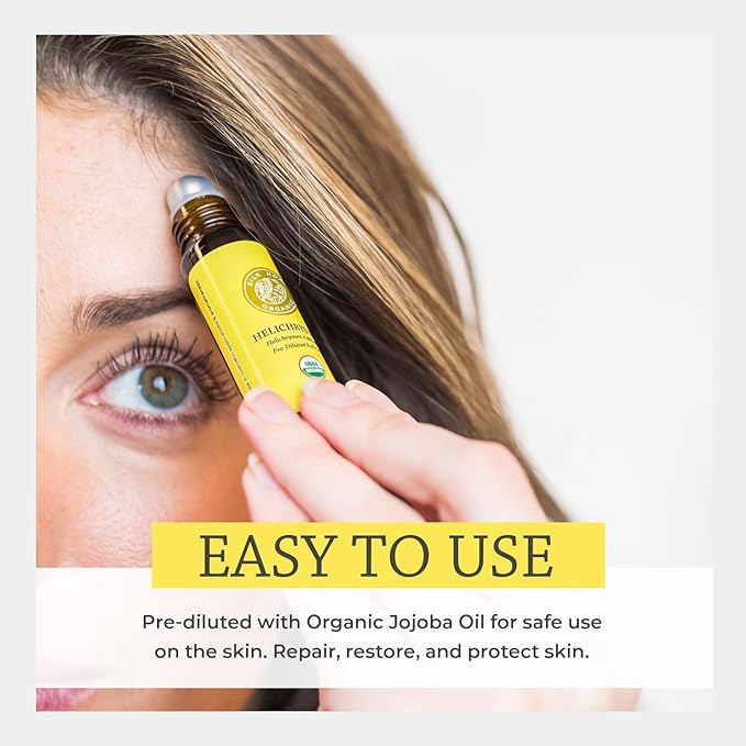 Silk Road Organic Helichrysum Italicum Essential Oil Roll On, 100% Pure USDA Certified Aromatherapy for Skin Vitality & Anti-Aging - 10 ml Roller - Always Pure, Always Organic-Velvo Beauty