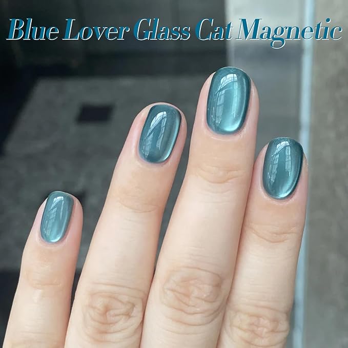 BORN PRETTY Magnetic Gel Nail Polish Blue Water Light Cat Magnetic Eye Gel Jelly Glass Crystal Magnetic Gel Polish Glitter Shimmer Auroras Magnetic Gel Nail Art Manicure Kit 6PCS-Velvo Beauty