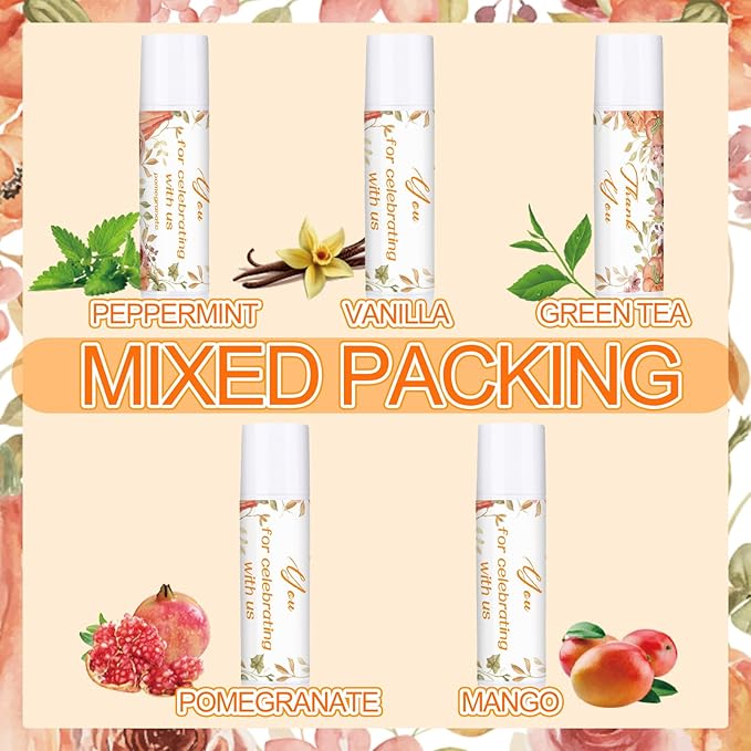 Dunzy 50 Pcs Thank You Gift Lip Balm Bulk Baby Shower Party Favors Bridal Shower Favor Lip Care with Assorted Fruit Flavors Thank You Lipstick for Guest Basket Gift Stuffer (Pumpkin)-Velvo Beauty