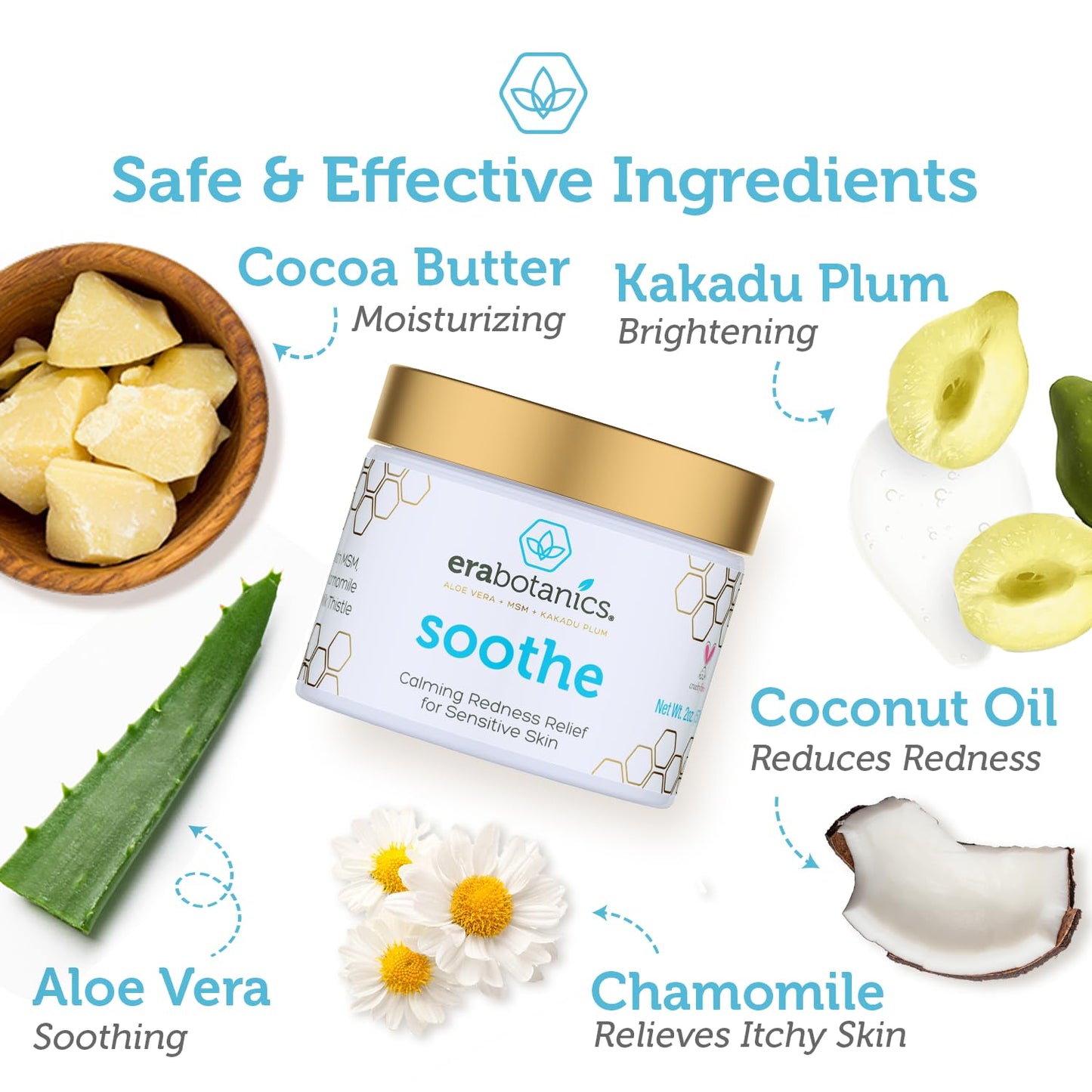 Era Organics Cream Redness Relief Moisturizer- Soothing Redness Relief for Face with Manuka Honey, MSM, Chamomile - Calming Moisturizer Made in USA-Velvo Beauty