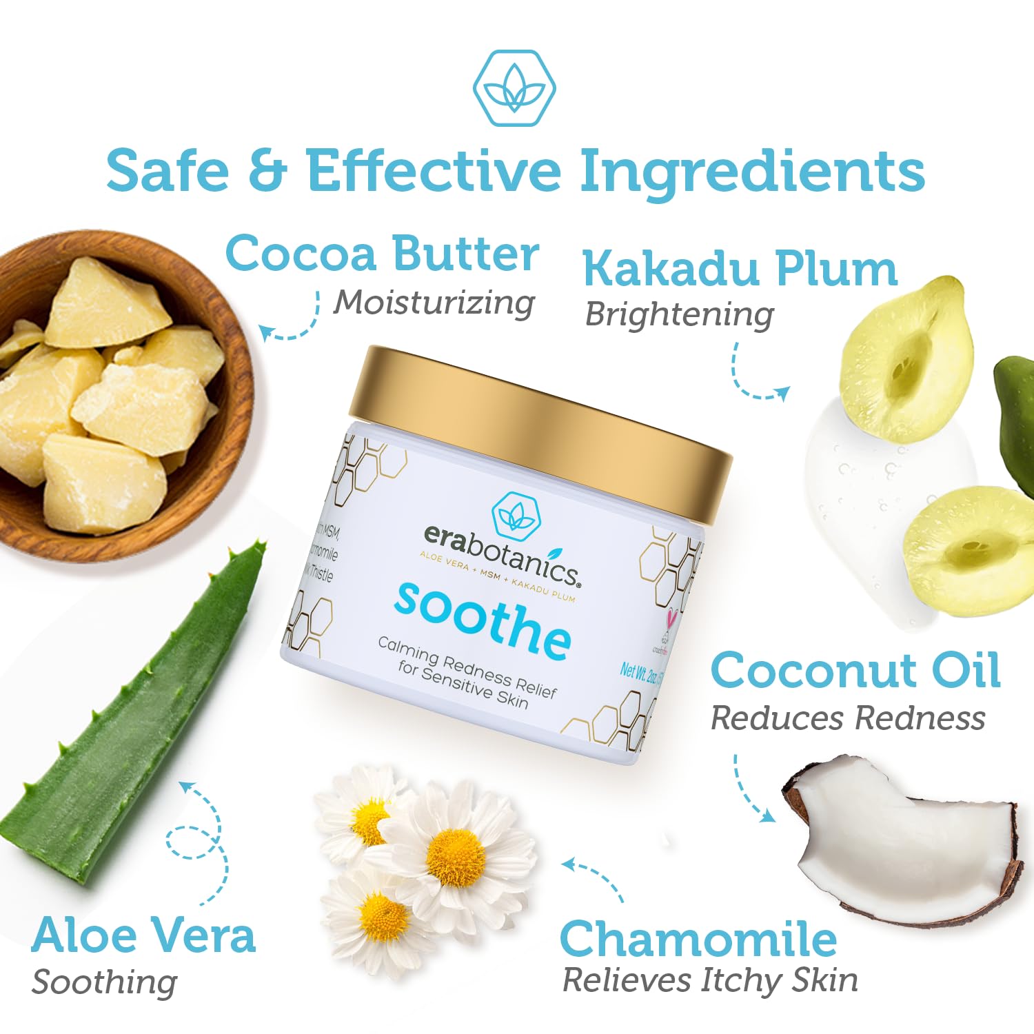 Era Organics Cream Redness Relief Moisturizer- Soothing Redness Relief for Face with Manuka Honey, MSM, Chamomile - Calming Moisturizer Made in USA-Velvo Beauty