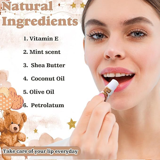 50 Sets 200 Pcs Baby Shower Hand Lotion and Lip Balm Gift Theme Baby Shower Party Favors Travel Size Hand Lotion and Lip Balm Bulk with Organza Bags Tags(Bear)-Velvo Beauty