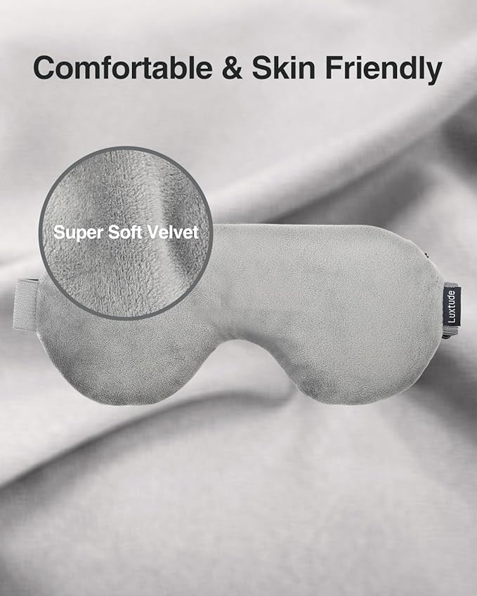 Luxtude Heated Eye Masks for Dry Eyes with Flaxseed & Lavender, Microwave Warm Eye Compress Moist Heat, Weighted Eye Mask for Sleeping, Hot Stye Eye Compress for Puffy Eyes, Dark Circles (Gray)-Velvo Beauty