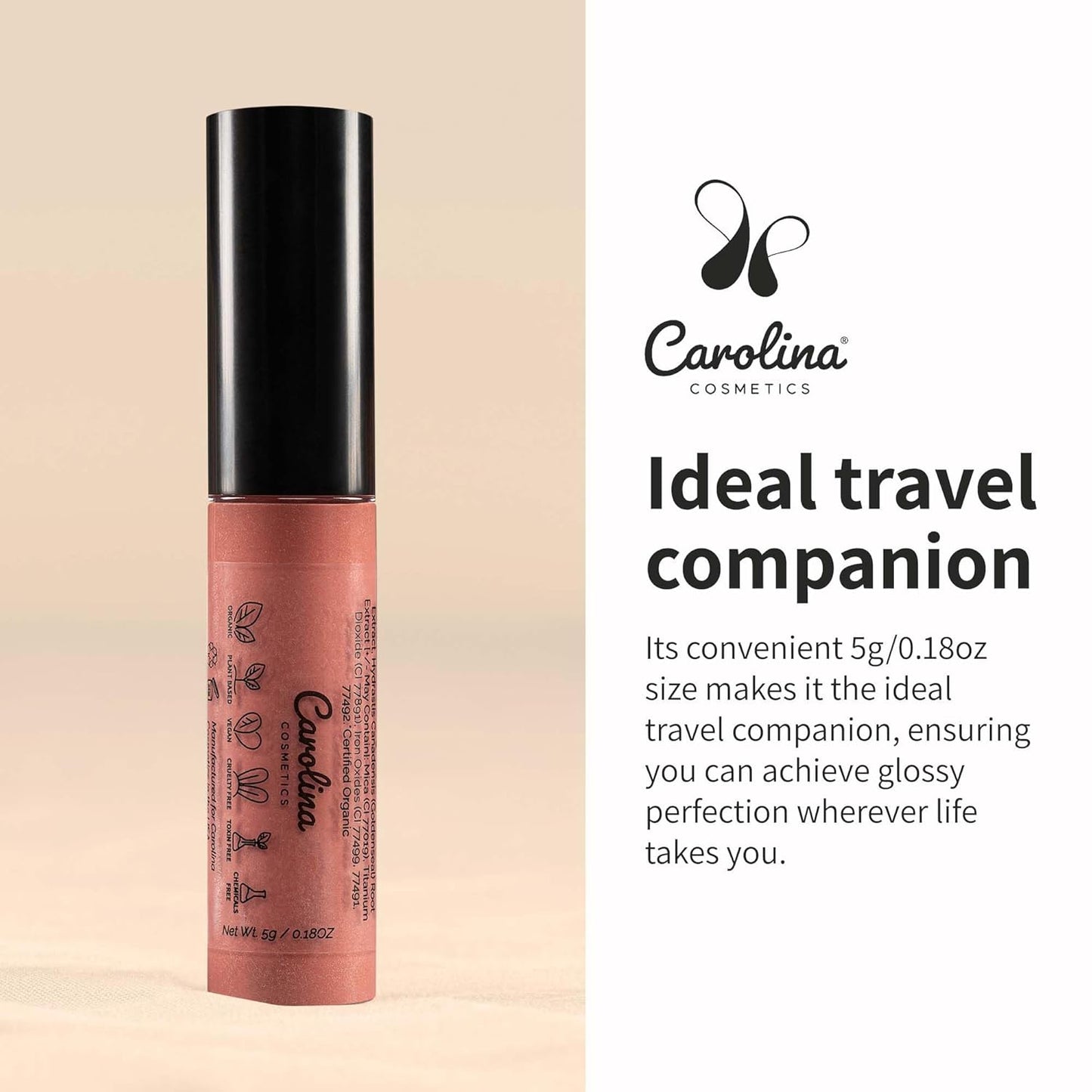 Non-Sticky Lip Gloss (Divine) - Plant-Based Hydrating & Nourishing with Sunflower Seed Oil, Cacao & Grape Seed Oil - 5g/0.18oz-Velvo Beauty