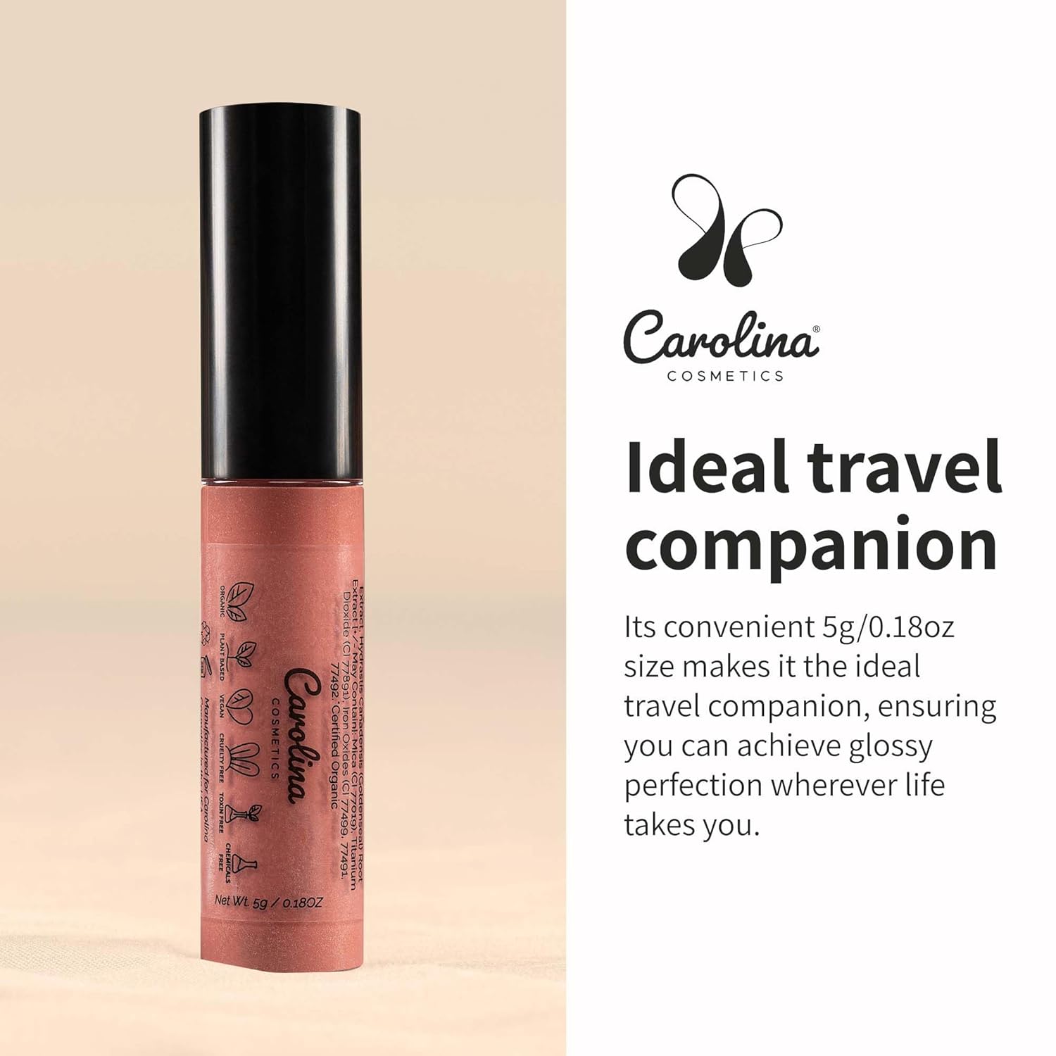 Non-Sticky Lip Gloss (Divine) - Plant-Based Hydrating & Nourishing with Sunflower Seed Oil, Cacao & Grape Seed Oil - 5g/0.18oz-Velvo Beauty