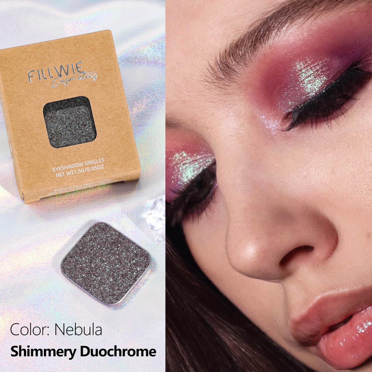 Chameleon Single Eyeshadow, Iridescent Blue-Purple, Pressed Powde, Square Pan,High Pigment, Smudge-Proof, Smooth Blend,Long-Lasting,Fits Magnetic Palettes (Nebula)-Velvo Beauty