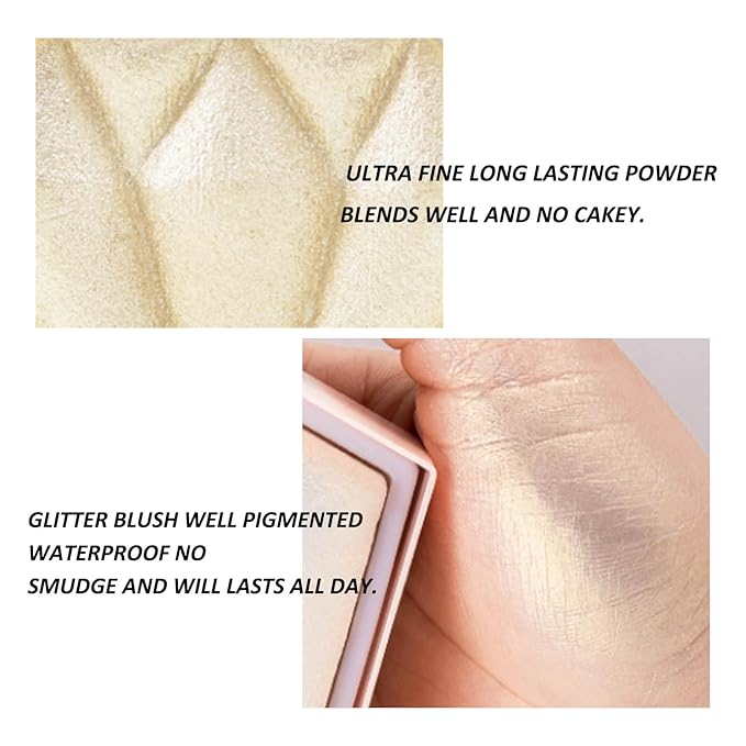 Boobeen Highlighter Makeup Palette, Baked Highlighter Bronzer Powder Palette, Shimmer Illuminator Contour Highlighter Powder for Face, Pearl Shine Shades Waterproof Long Lasting-Velvo Beauty