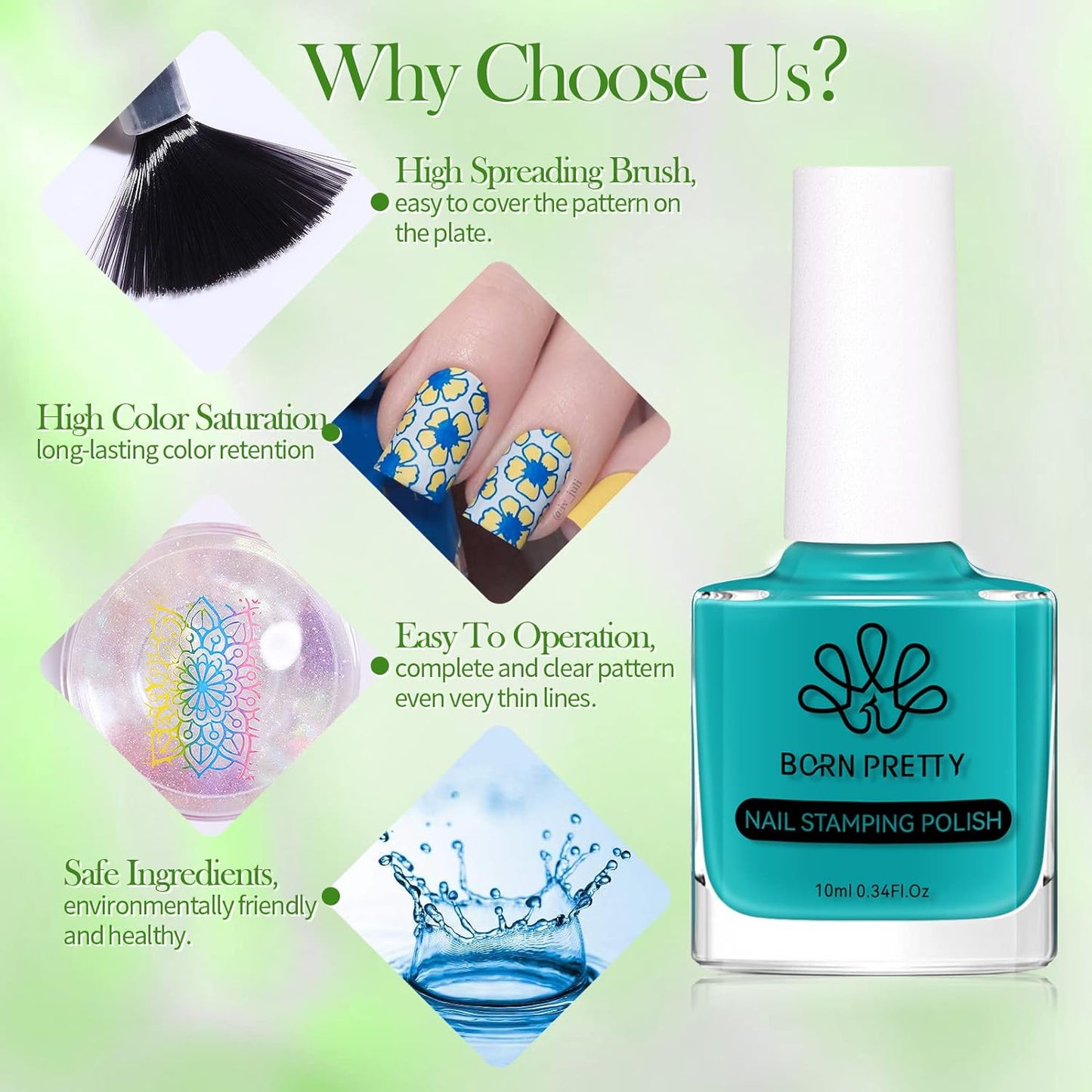 Born Pretty Nail Art Stamping Polish Holographic Chameleon Effect Fingernail Stamp Polish Set Manicure Print Nail Polish for Stamping Plates 24 Colors Bulk Nail Polish Set Gift Collection-Velvo Beauty