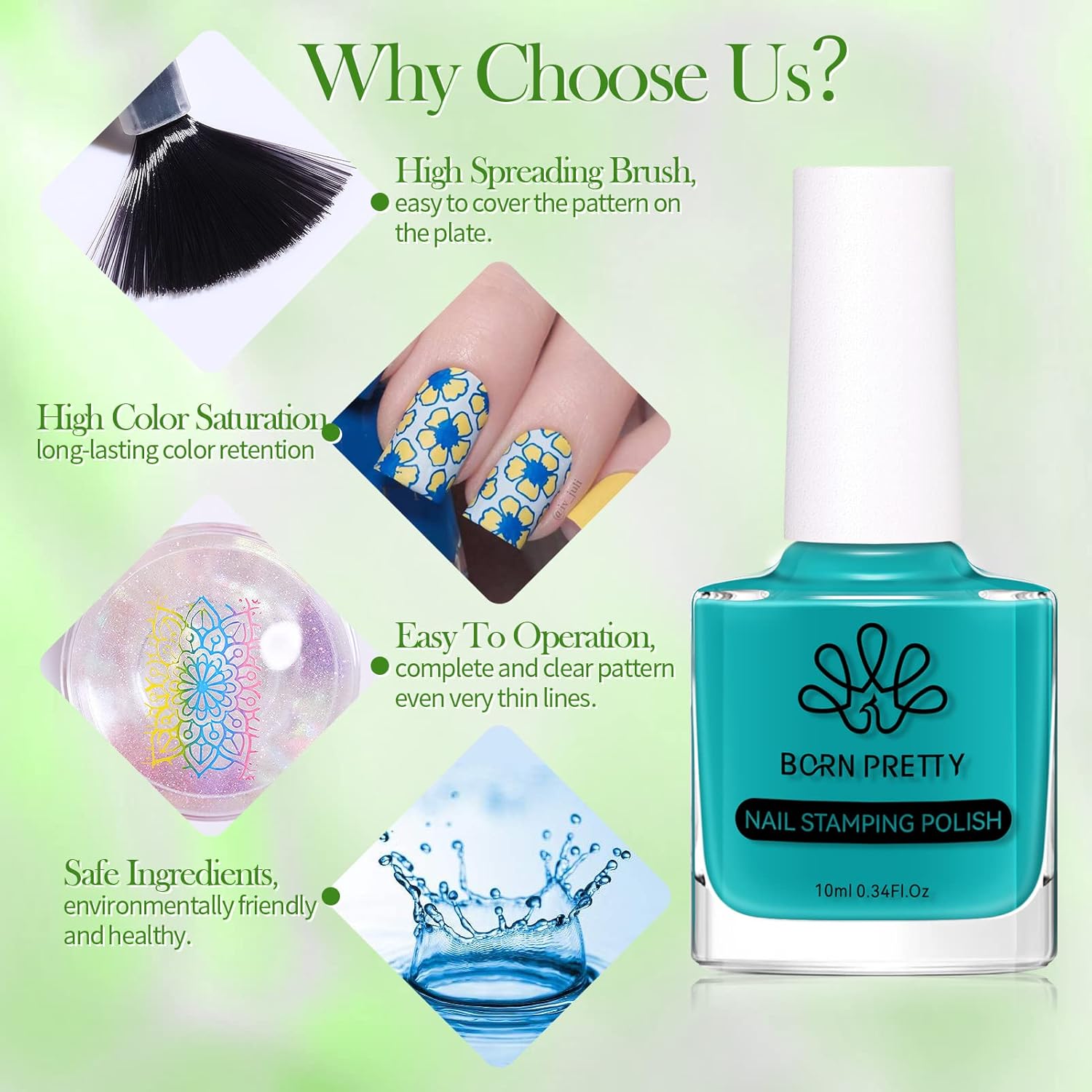 Born Pretty Nail Art Stamping Polish Holographic Chameleon Effect Fingernail Stamp Polish Set Manicure Print Nail Polish for Stamping Plates 24 Colors Bulk Nail Polish Set Gift Collection-Velvo Beauty