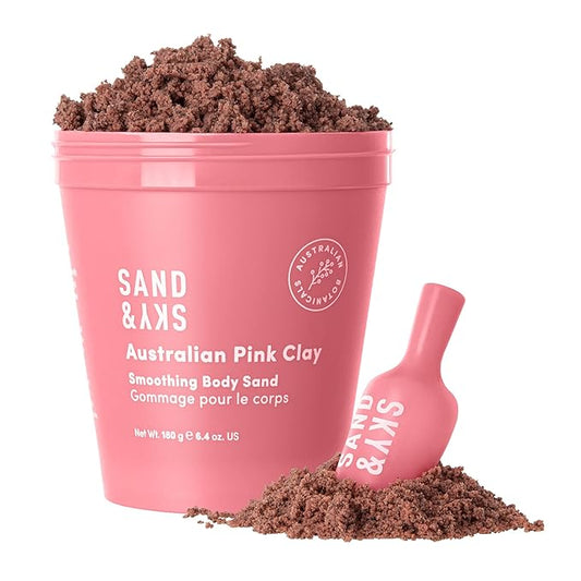 Sand & Sky Australian Pink Clay Exfoliating Body Scrub with Macadamia Oil - Smoothing Shimmer Body Polish for Cellulite Reduction, Helps with Keratosis Pilaris, 6.8 oz-Velvo Beauty