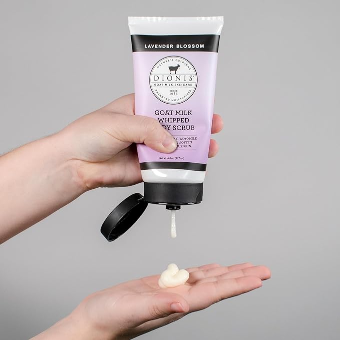 Dionis Goat Milk Skincare Lavender Scented Whipped Body Scrub & Lotion Gift Set - Gentle Chamomile Blended Exfoliating Sugar Scrub & Hydrating Body Cream Set, 6 oz & 8.5 oz-Velvo Beauty