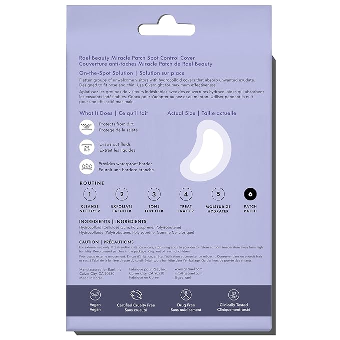 Rael Pimple Patches, Miracle Spot Control Cover - Hydrocolloid Acne Patch, Strips for Zits and Blemish, Korean Skin Care, Vegan, Cruelty Free (20 Count)-Velvo Beauty