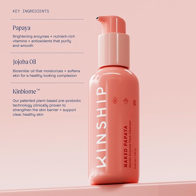 Kinship Naked Papaya Hydrating Gentle Cleanser | Natural Cream Face Wash | Vitamin E, Jojoba Oil Facial Cleanser | Makeup Remover | Sensitive Skin Care (5.25 Oz)-Velvo Beauty