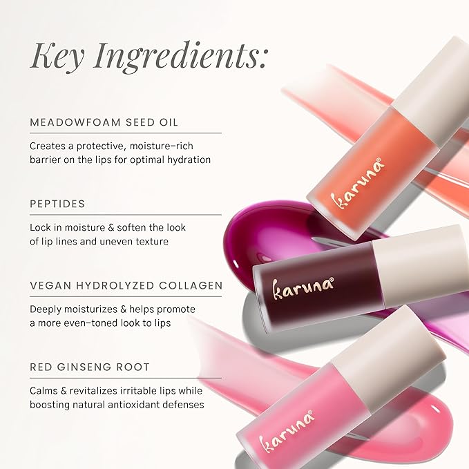 Karuna Skin - Tinted Lip Oil, Soothing & Moisturizing Lip Products with Peptides, Antioxidants, Hydrating Flattering Vegan Lip Tint, Float, 4.8 mL/0.16 fl. oz-Velvo Beauty