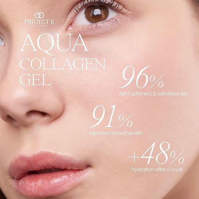 Project E Beauty Aqua Collagen Gel 24-Hour Hydration | Anti-Aging Brightening Treatment | Hydrating & Moisturizing Facial Skincare | Anti-Wrinkle Body Lotion | For Dry or Rough Skin | 50ml-Velvo Beauty