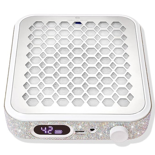 Nail Dust Collector, Rechargeable Dust Collector Nail Tech, Powerful Vacuum Fan Vent Dust Collector Extractor Dust Suction Machine for Acrylic Nails Polishing, Nail Salon&Home, White-Velvo Beauty