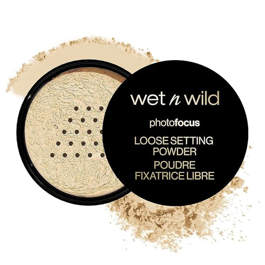 wet n wild Photo Focus Loose Baking Setting Powder, Highlighter Makeup, Suitable for All Skin Tones, Banana-Velvo Beauty