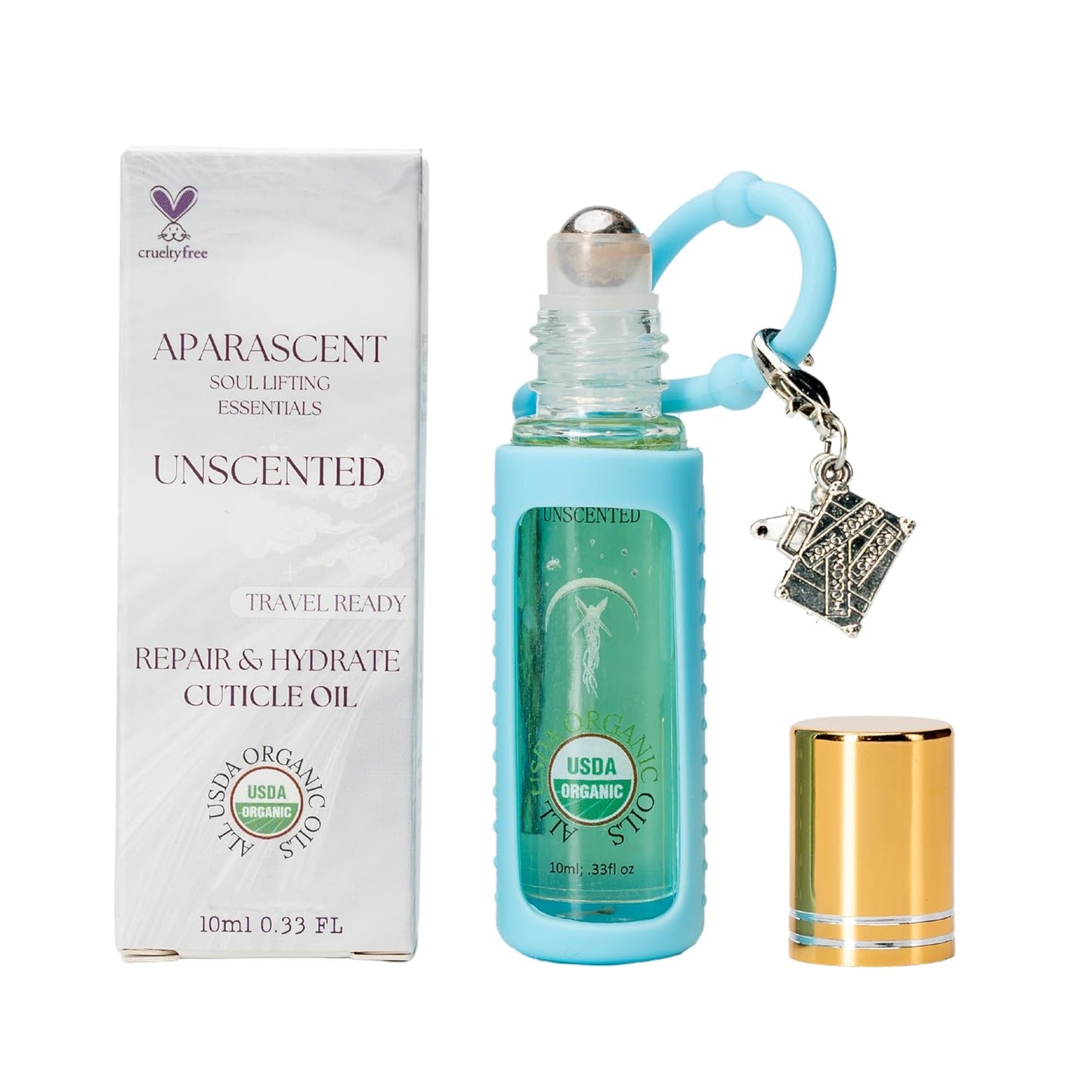 Unscented Organic Nail Cuticle Oil Pen with Jojoba, Coconut MCT, and Rosehip for Nail Hydration, Growth & Strength, Travel Size Keychain(0.34 Fl Oz)-Velvo Beauty