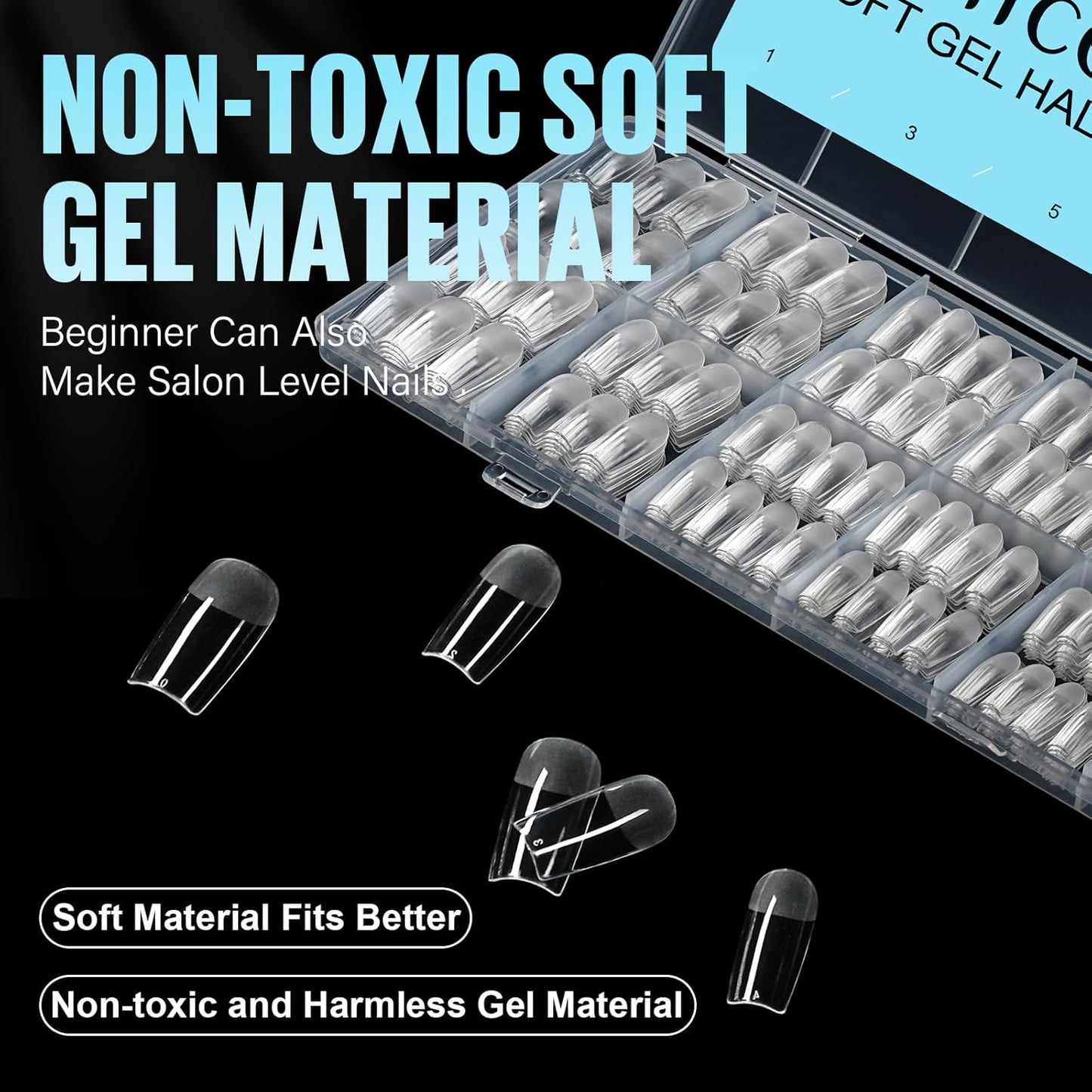 TOMICCA Medium Square Nail Tips, 504Pcs Half Matte Press on Full Cover Acrylic Nails, 12 Sizes Pre-Shape Soft Acrylic Fake Nail Tips for Nail Extension Art Home DIY Nail Salon-Velvo Beauty