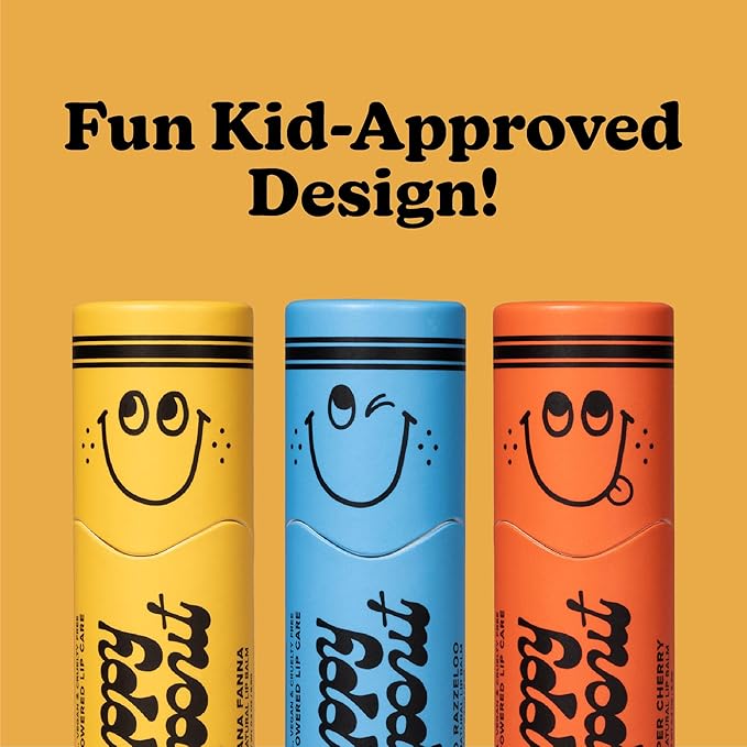 Poppy & Pout Kids Jumbo Lip Balm | All Natural Lip Balms & Moisturizers | Hydrates with Beeswax, Vitamin E, Organic Coconut Oil | Cruelty-Free | Lip Balm in Recyclable Cardboard Tube (Banana Fanna)-Velvo Beauty