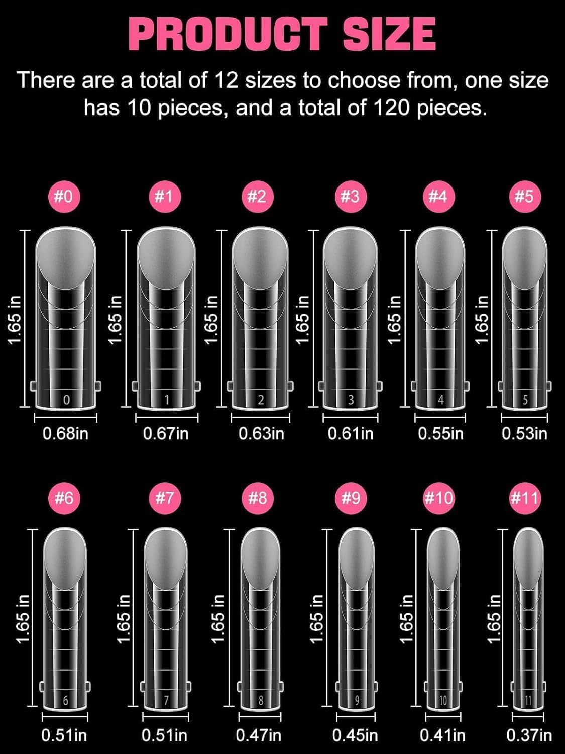 EBANKU Poly Gel Nail Forms, 120Pcs Coffin Matte Dual Nail Forms Clear Nail Molds Square Full Cover Nail Tips for Nail Extension Nail Art DIY 12 Sizes-Velvo Beauty