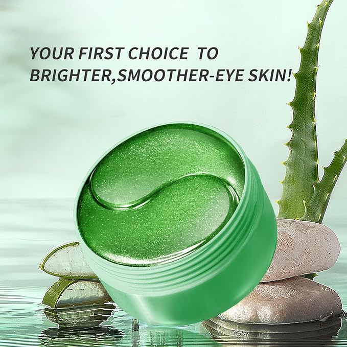 Aloe Vera Eye Masks - 60 Pcs - Reduce Puffy Eyes & Dark Circles, Firm & Improve Under Eye Skin, Pure Natural Extracts for Youthful Appearance & Reduction of Fine Lines and Wrinkles-Velvo Beauty