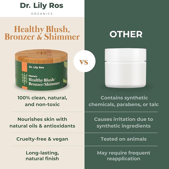 Dr. Lily Ros- All-Natural Blush, Bronzer & Shimmer – Plant Based No Harsh Chemicals, No Parabens or Synthetic Fragrances 100% Natural Formula Safe for Sensitive Skin (Rose Petals)-Velvo Beauty