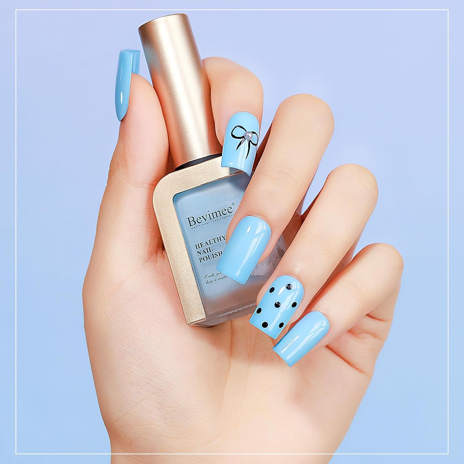 Blue Nail Polish Quick Dry Pastel Nail Lacquer Sheer Color, Light Blue Regular Fast Dry Fingernail Polish Bulk Non Gel Long-Lasting DIY Salon Gift For Women-Velvo Beauty