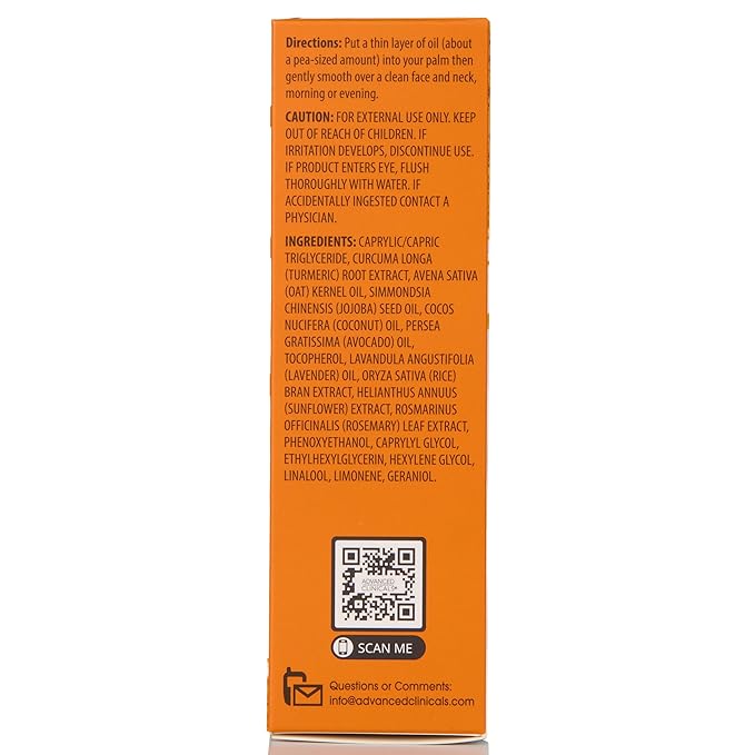 Advanced Clinicals Turmeric Oil Serum For Face | Facial Skin Care Serum With Jojoba + Coconut Oil To Improve Appearance Of Dark Spots & Uneven Skin Tone | Antioxidant Dry Skin Moisturizer, 1.8 Fl Oz-Velvo Beauty