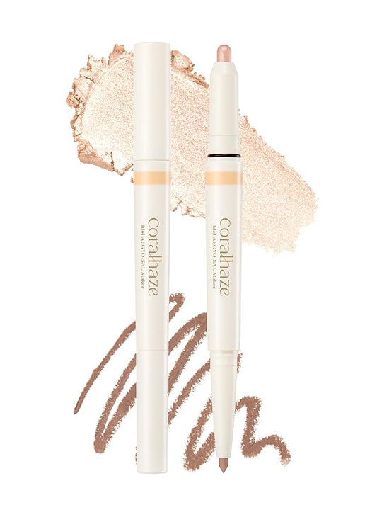 CORALHAZE Idol AEGYO-SAL Maker 01 Champagne Beige, 2-in-1 Under-Eye Highlighter and Contour Liner for Bright, Voluminous Eyes, Long-Lasting, Smudge-Proof Shimmer Stick with Natural Glow, Korean Beauty-Velvo Beauty