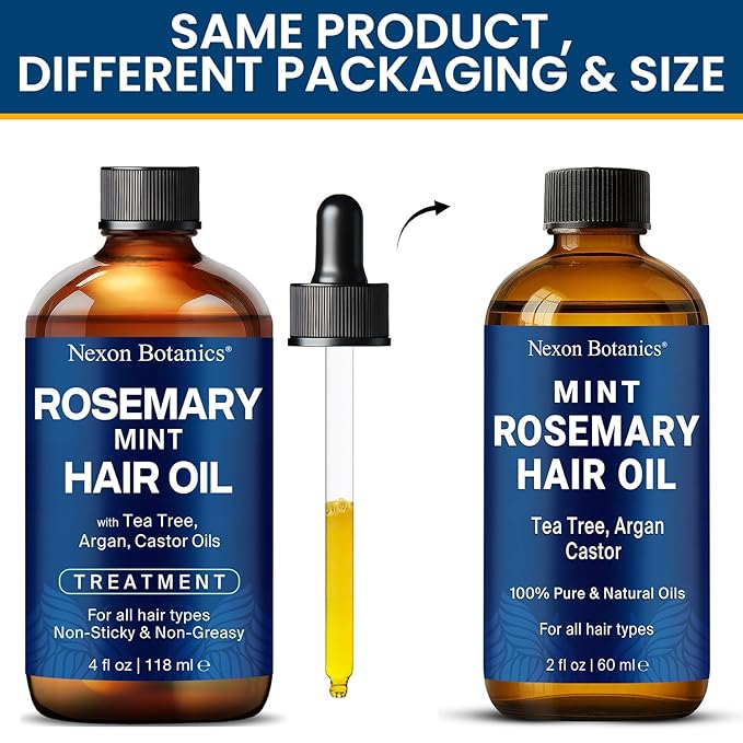 Mint Rosemary Oil for Hair Growth 2 fl oz – Lightweight, Non-Greasy Formula with Peppermint – Strengthens Strands for Healthier, Thicker Look – Nexon Botanics-Velvo Beauty