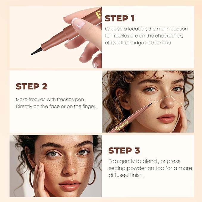 Freckle Pen, Natural Lifelike Fake Freckles Makeup Pen Stamp for Sunkissed Makeup,Magic Faux Freckle Stain Marker Long Lasting Quick Dry - (01LIGHT+02MEDIUM)-Velvo Beauty