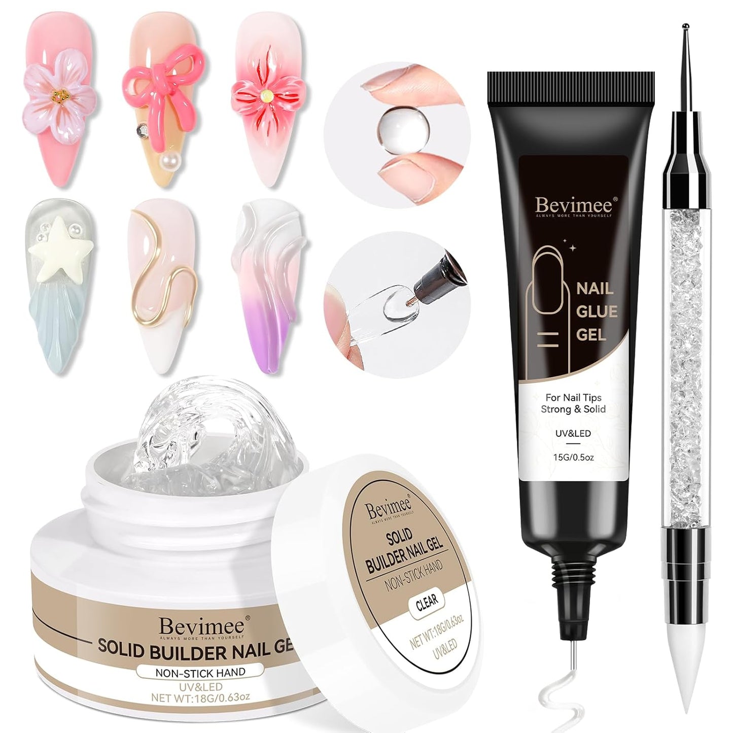 Sculpting Gel for Nail Art and 15ml Nail Glue, Solid Builder Gel for Nails Clear Non-Stick Hand For Modeling, Sculpture, Nails Extension UV/Led Manicure DIY At Home-Velvo Beauty